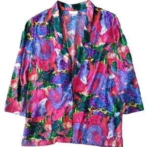 Roaman's vintage Colorful Abstract Blazer women’s 26 multicolor Floral boho